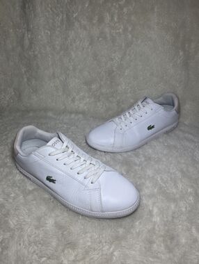 Lacoste Graduate BL 21 1 White & Pink Leather Sneakers Size 10